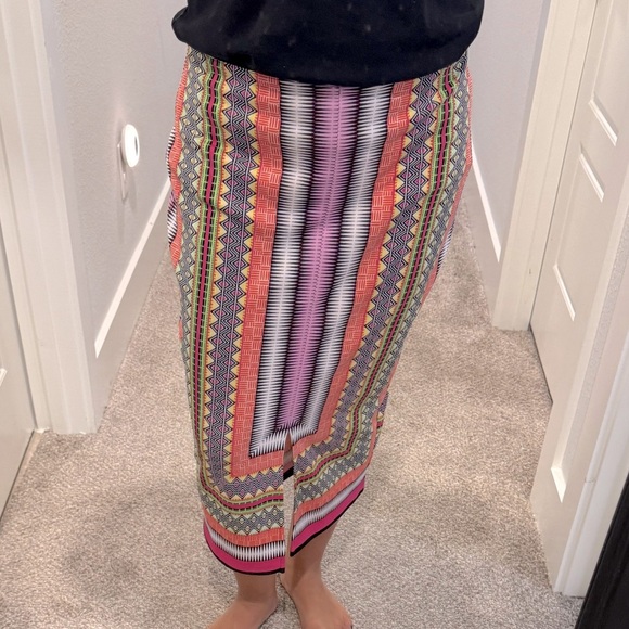 Bisou Bisou Michele Bohbot Colorful Geometric Patterned Skirt- Size Large - Picture 2 of 11